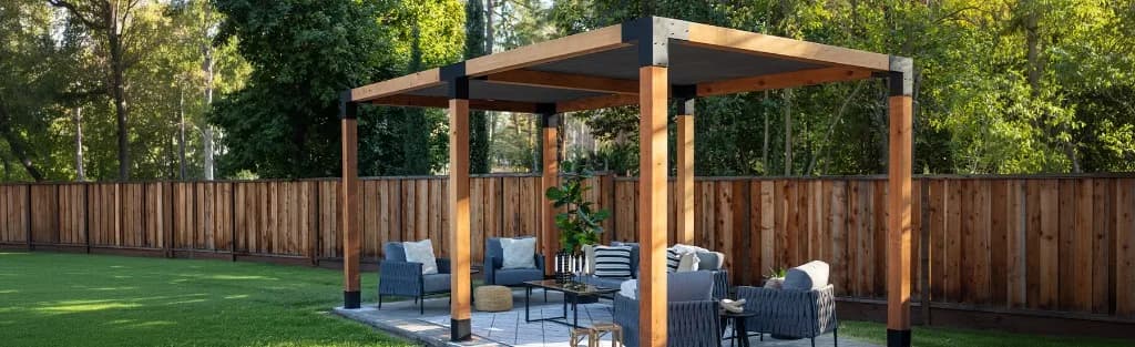 Outdoor living structure with Simpson Strong-Tie Outdoor Accents decorative hardware