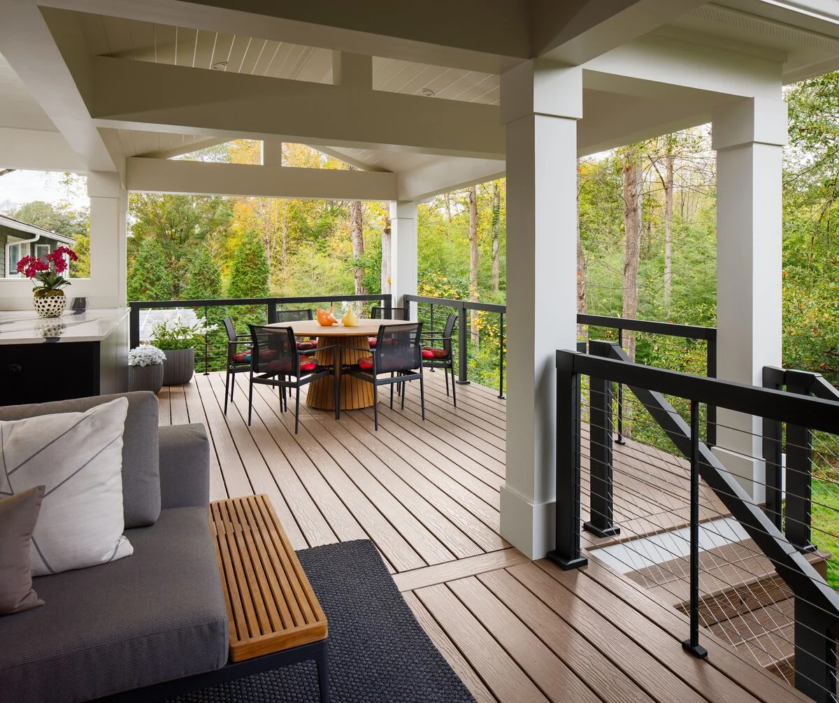Residential composite decking with modern design